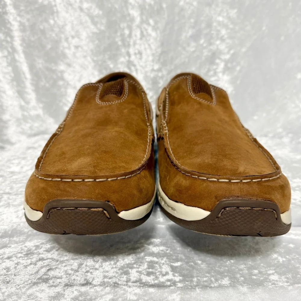 Dunham Mens Size 14/EE Windward Brown Leather Boat Shoes Slip On‎ Loafers Wide